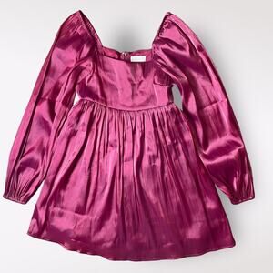 Altar’d State Maroon Shiny Babydoll Mini Dress Size‎ S